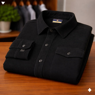 Black Cord Full Sleeve Shirt