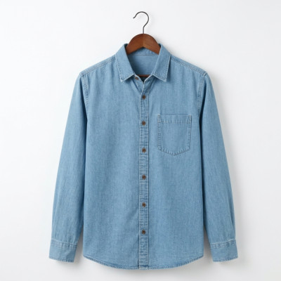 Light Blue Singel Pocket Denim Shirt