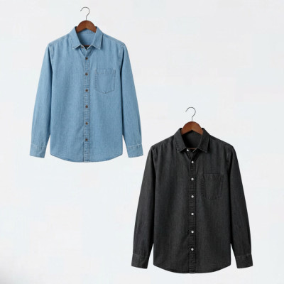 Light Blue & Jet Black Singel Pocket Denim Shirt